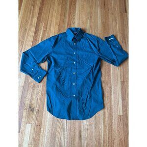 Mens Croft & Barrow Broadcloth Classic Fit Button-Down Shirt Teal Size 15 32/33